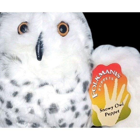 Folkmanis Hand Puppet Snowy Owl Turning Head & Movable Wings 12” New With Tags ! - Picture 2 of 4